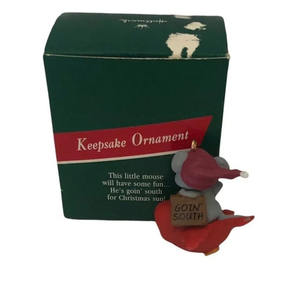 Hallmark "Goin south" '89 mouse & bird christmas tree ornament - Picture 3 of 5